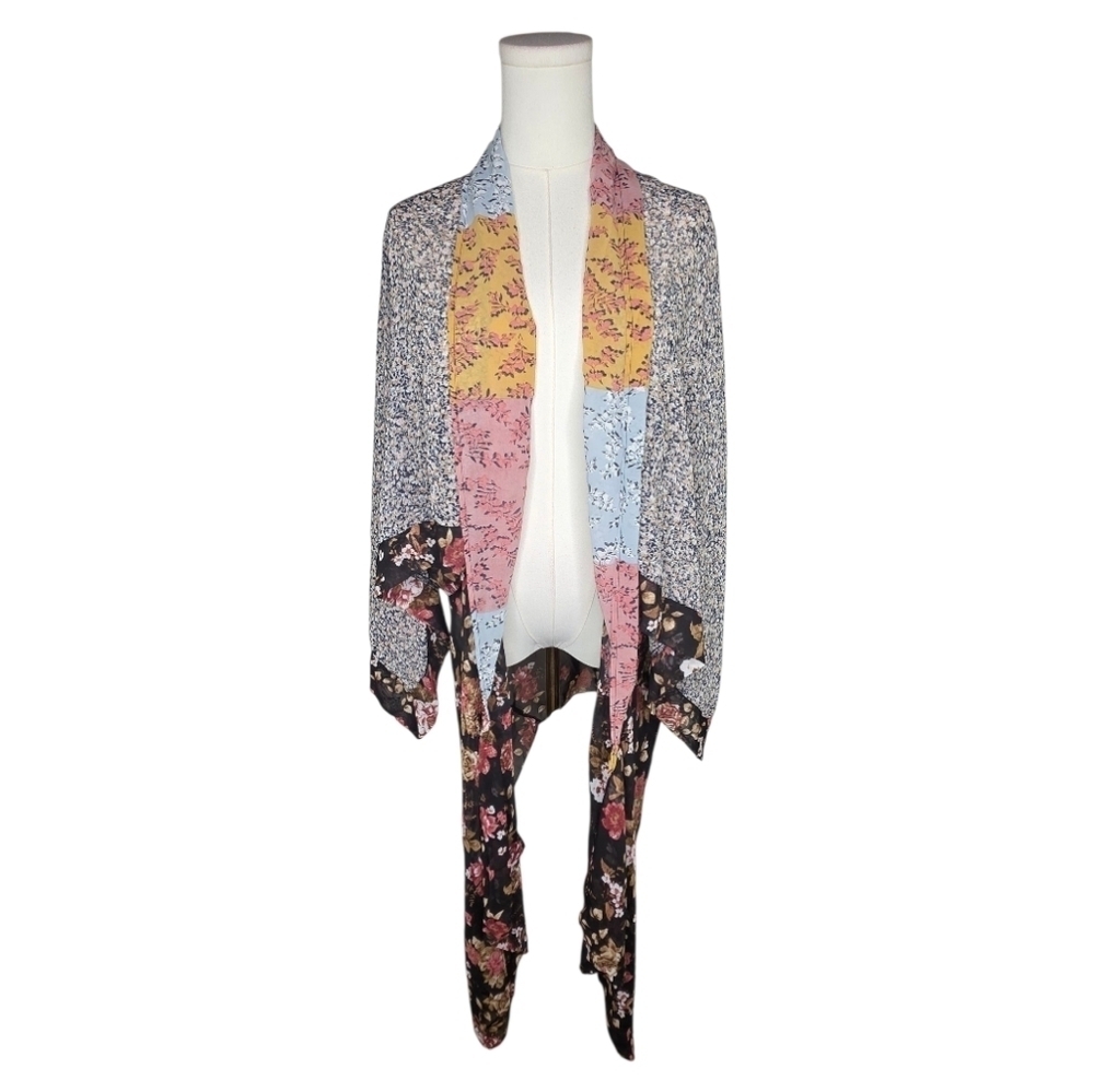 Umgee Floral Patchwork Kimono Cardigan | Boho Chic, Lightweight, Size S/M